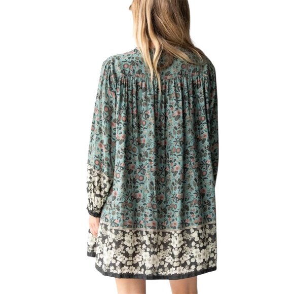 Natural Life Boho Peasant Tunic Dress L Green Floral - Picture 9 of 14